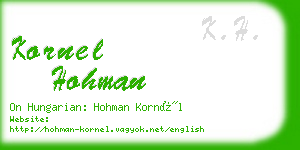 kornel hohman business card